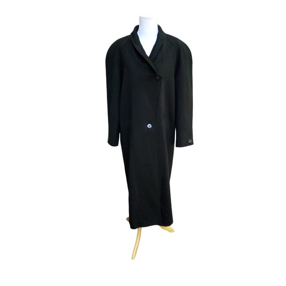 Vintage 80s Cassidy Hand Tailored BlackWool Coat Old Money Lined Long Heavy Sz 2